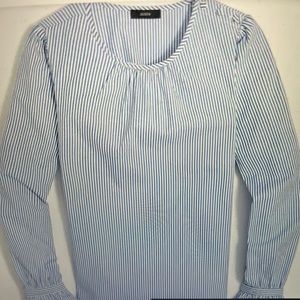 J Crew cotton poplin button-neck with ruffle cuffs